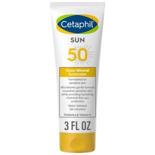 Cetaphil Sheer Sunscreen Lotion for Face and Body, Sunscreen SPF 50, for Sensitive Skin 3 Oz